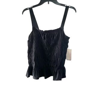 Universal Thread Elegant Black Smocked Women's Tank Top